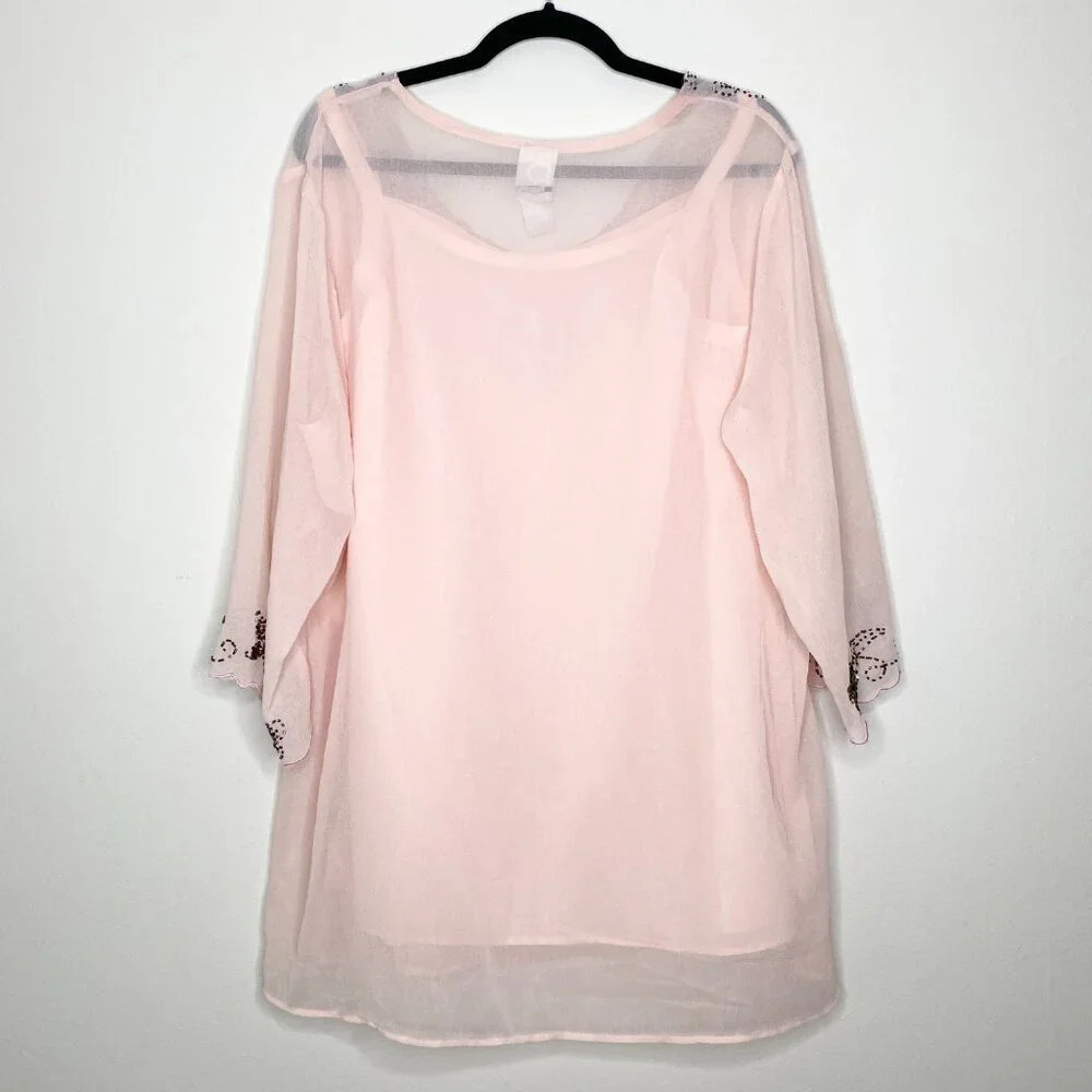 Women's Light Pink Embellished Tunic Top - Picture 6 of 13